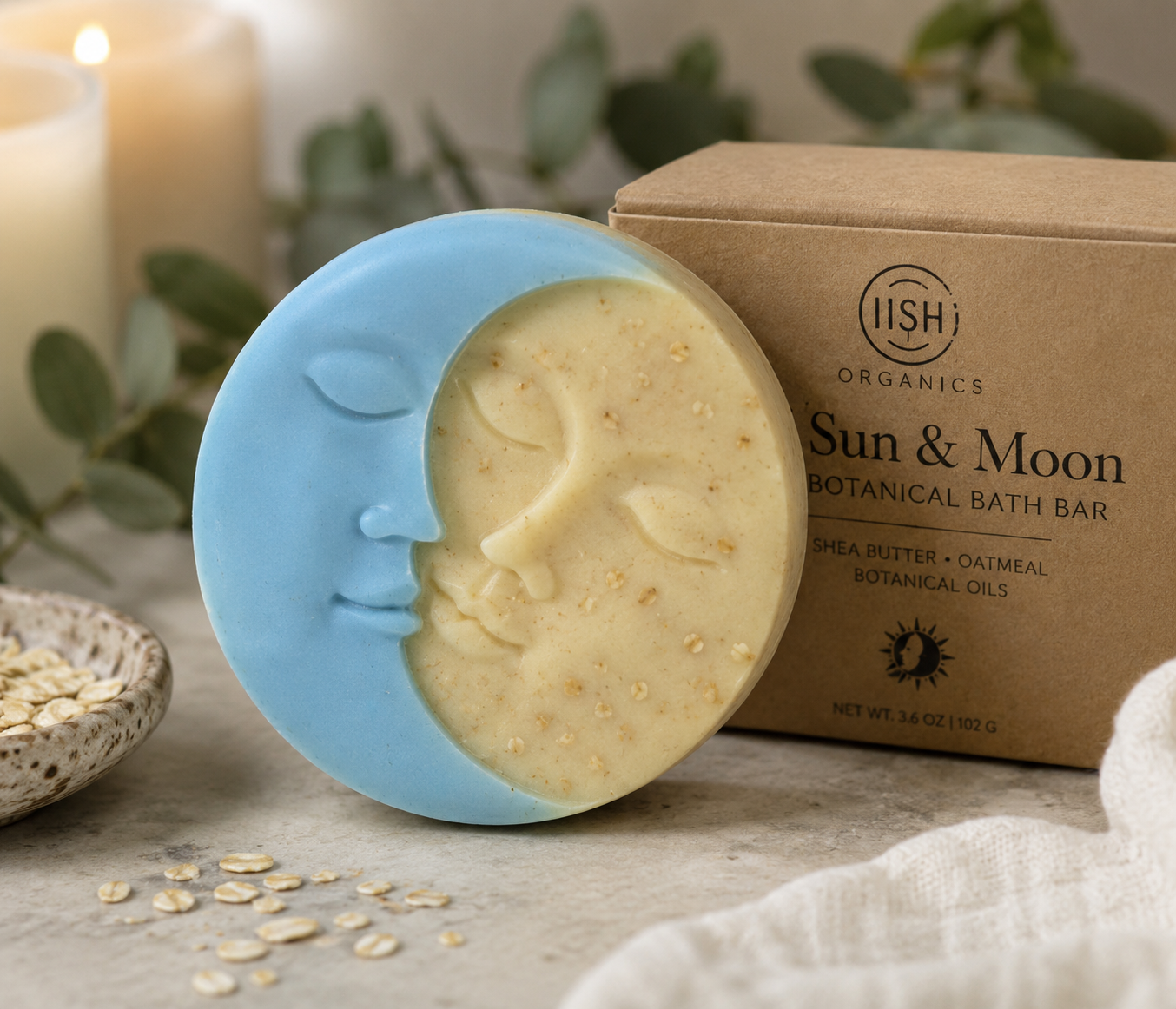 Sun & Moon Botanical Bath Bar | Shea Butter Bath Bar | OiishiOrganics