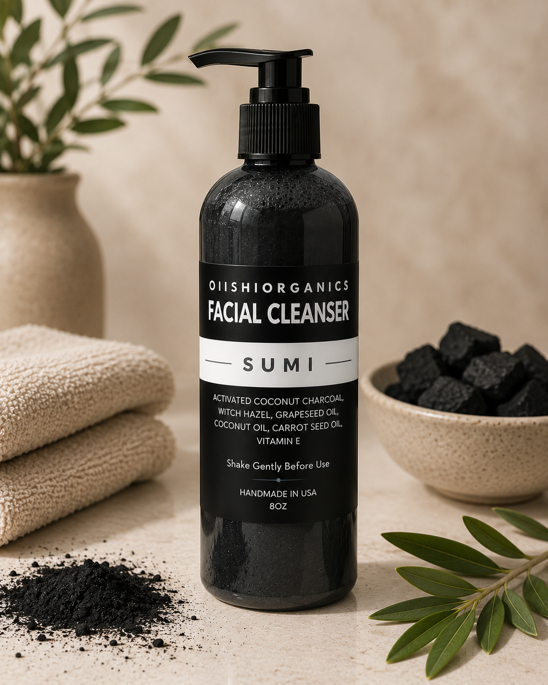 Sumi™ Botanical Facial Cleanser | Activated Charcoal Face Wash | OiishiOrganics