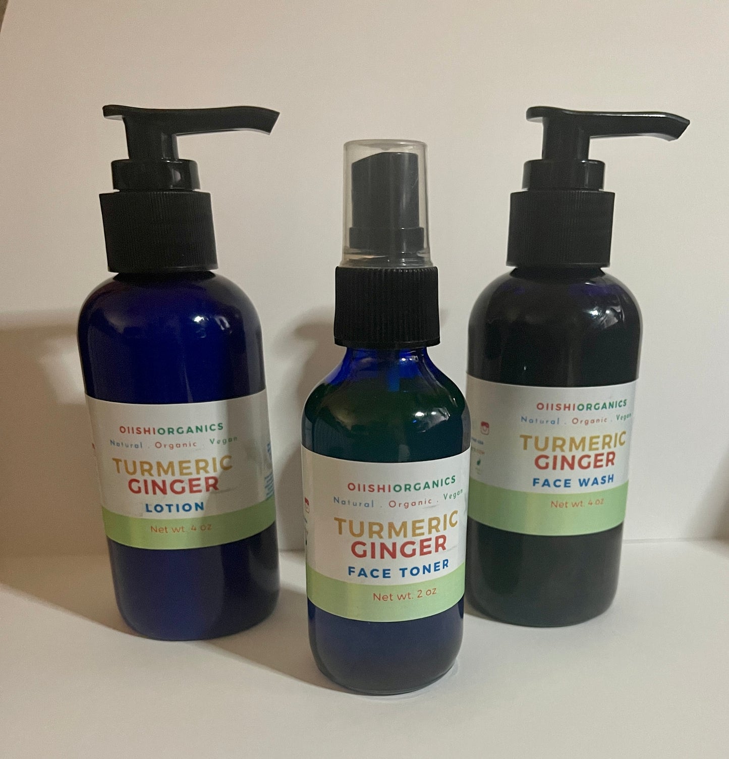 Tumeric Ginger Face Wash and Toner Skincare Kit, Organic Pore Minimizing Face Wash-Raw, Vegan, pH Balancing, sensitive skin safe.