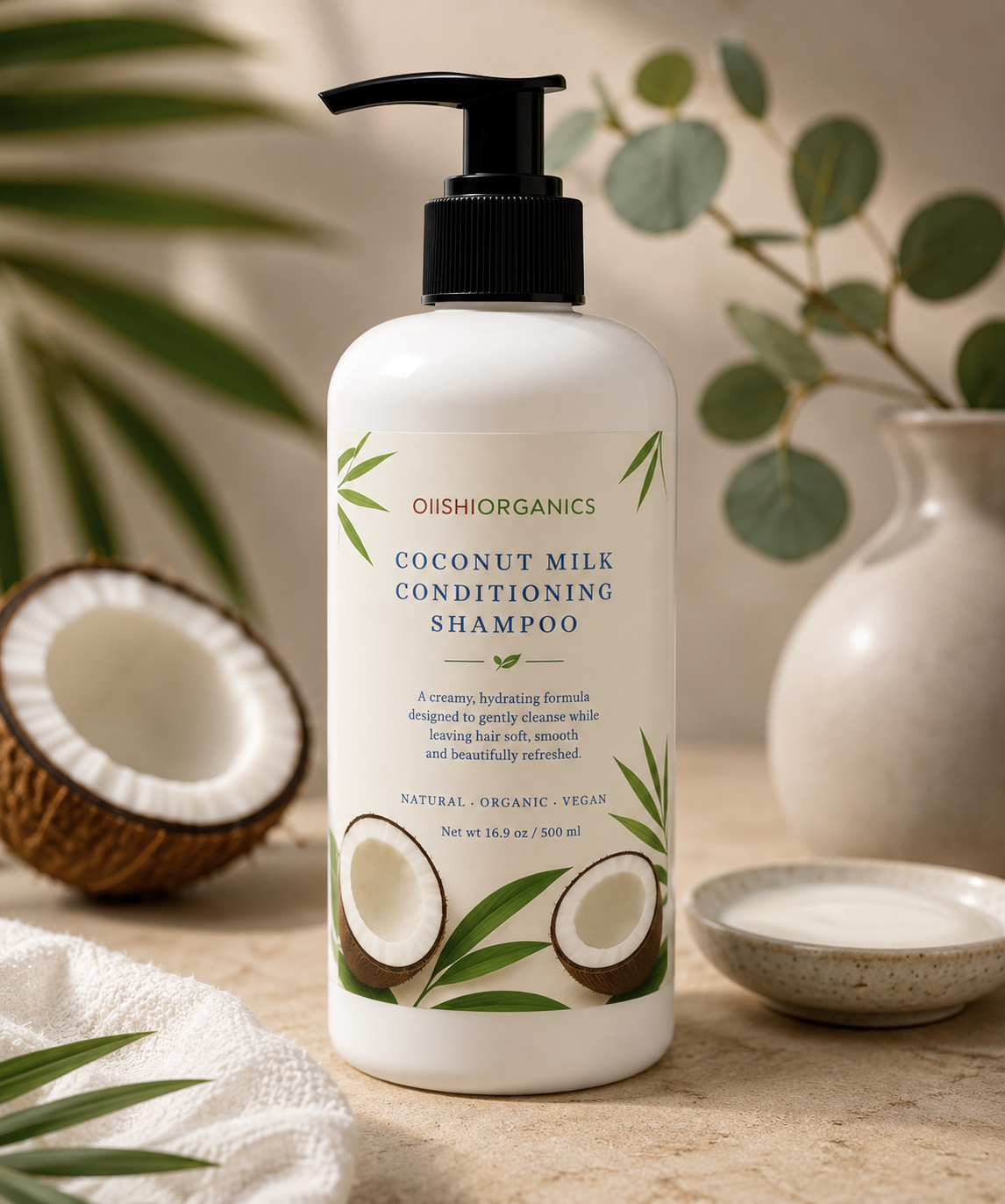 OiishiOrganics coconut milk conditioning shampoo