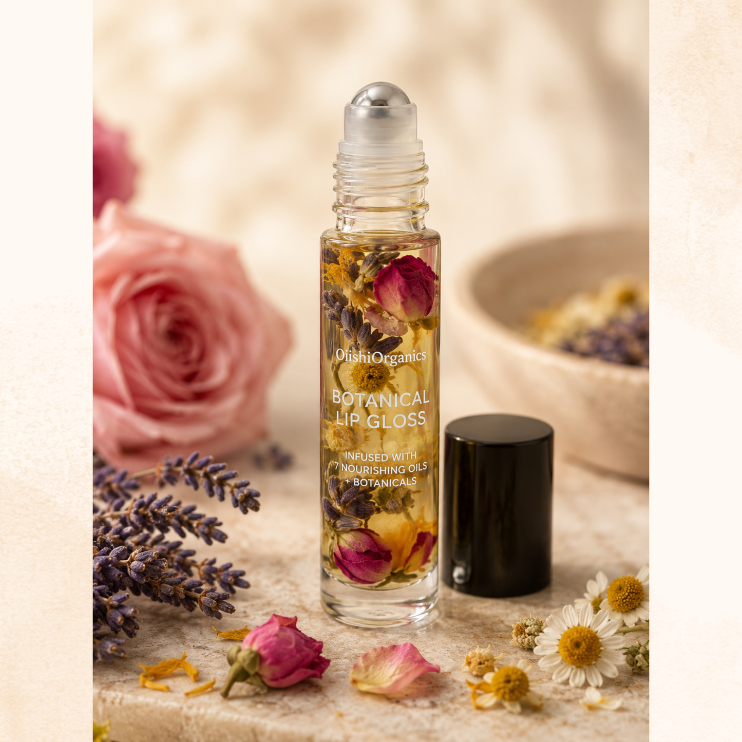 OiishiOrganics Botanical Lip Gloss | Roll-On Lip Oil | Vegan Lip Care