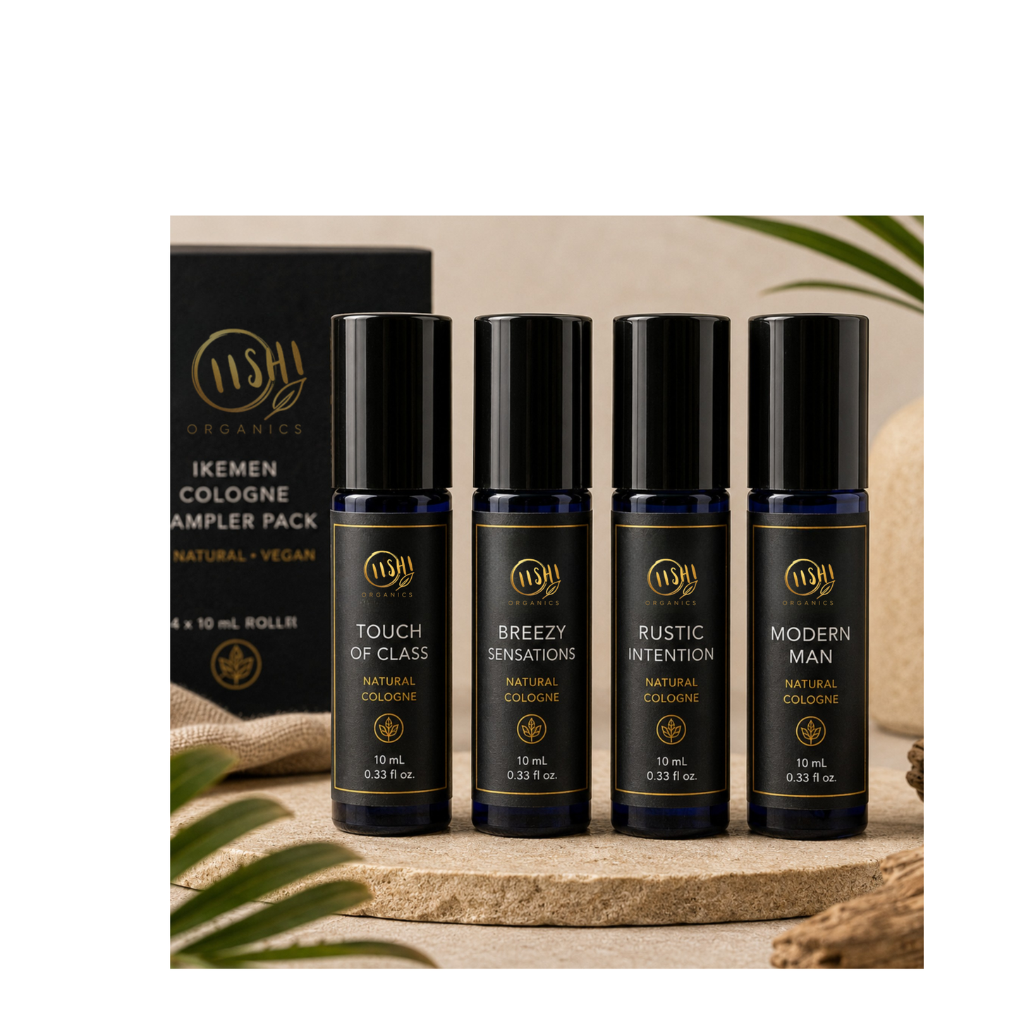 IKEMEN™ Cologne Sampler Pack | 4 Botanical Roll-On Colognes | OiishiOrganics