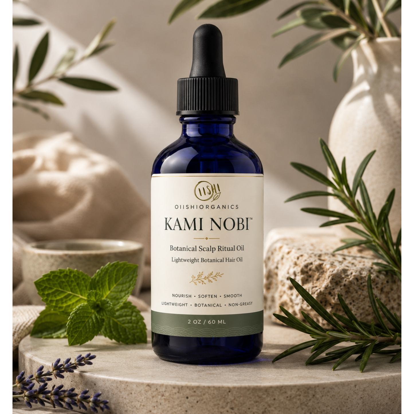 KAMI NOBI™ Scalp + Hair Ritual Oil | Botanical Hair Care | OiishiOrganics