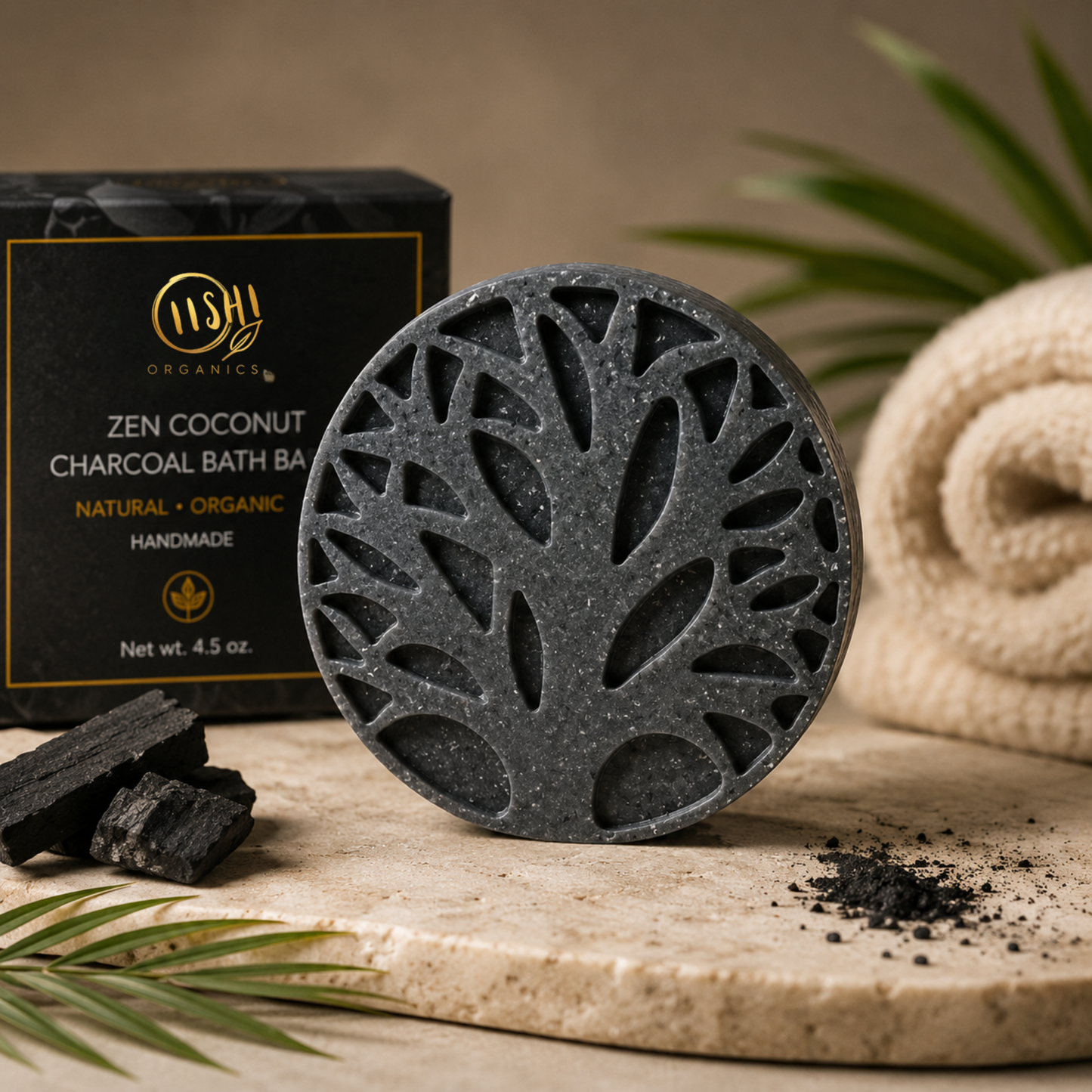 Zen Coconut Charcoal Bath Bar | Botanical Cleansing Bar | OiishiOrganics